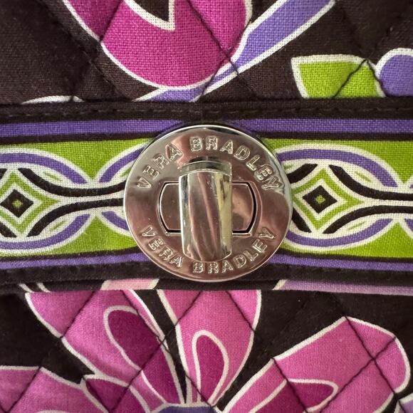 Vera Bradley Retired Floral Turn-Lock Crossbody Organizer Bag – Pink Purple Lime - Picture 5 of 8